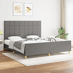 Maison Chic Lit adulte - Cadre Structure de lit avec tête de lit Contemporain Gris foncé 180 x 200 cm Tissu -MN22179