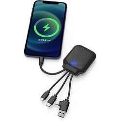 Avis SANAG Câble De Charge Fonction Nfc- Batterie Externe 3000 Mah Multi Connecteurs Usb 4 En 1 Usb C, Usb, Lightning Et Micro Usb - Câble Chargeur Universel En Cuir Recyclé - Iné Gamma (Noir)