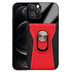 Coque en TPU + PU texture litchi avec béquille pour votre iPhone 12 Pro/12 6.1 pouces - rouge