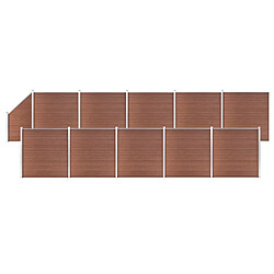 vidaXL Ensemble de clôture WPC 10 Carré + 1 Incliné 1830x186 cm Marron