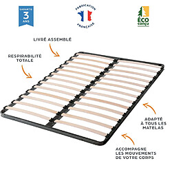 Ebac Sommier à lattes + pieds 90x190 C213 - 13 lattes bois - Fabrication française