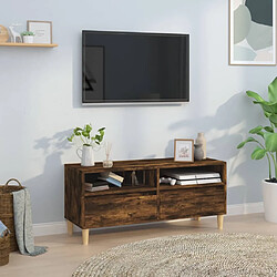 Maison Chic Meuble TV scandinave - Banc TV pour salon chêne fumé 100x34,5x44,5 cm bois d'ingénierie -MN53970