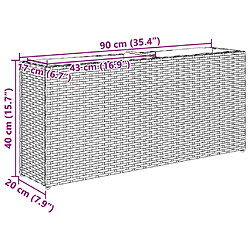 vidaXL Jardinière avec 2 pots gris 90x20x40 cm résine tressée pas cher