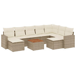 Maison Chic Salon de jardin avec coussins 10 pcs | Ensemble de Table et chaises | Mobilier d'Extérieur beige résine tressée -GKD26106