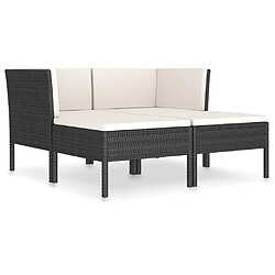 Maison Chic Salon de jardin 4 pcs + coussins - Mobilier/Meubles de jardin - Table et chaises d'extérieur Résine tressée Noir -MN85756