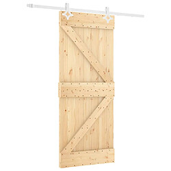 vidaXL Porte coulissante et kit de quincaillerie 80x210 cm pin massif