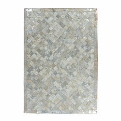 Paris Prix Tapis en Cuir Effet Mosaïque Lavish Gris & Argent 120 x 170 cm