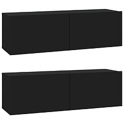 vidaXL Meubles TV muraux 2 pcs noir 100x30x30 cm bois d'ingénierie