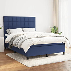 Maison Chic Lit Adulte - Lit simple Lit à sommier tapissier avec matelas moelleux - Meuble de Chambre - Bleu 140x190 cm Tissu -MN48733