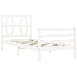 Acheter Vidaxl Cadre de lit avec tête de lit blanc simple bois massif