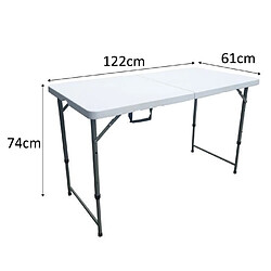 Acheter Table pliante - 120 cm - 4 personnes - Revetement en poudre en tubes dacier, arrivee O 25 x 1 mm