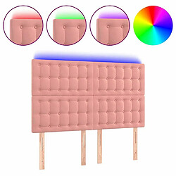 Maison Chic Tête de lit scandinave à LED,meuble de chambre Rose 144x5x118/128 cm Velours -MN60031