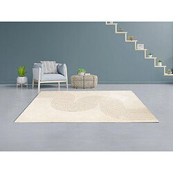 Vente-Unique Tapis à motifs arcs brillants - 160 x 230 cm - Beige et doré - OLYMPERA