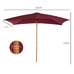 Avis Outsunny Parasol droit rectangulaire de jardin 2,95L x 2l x 2,55H m rouge bordeaux