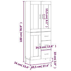 vidaXL Buffet haut Gris béton 69,5x34x180 cm Bois d'ingénierie pas cher