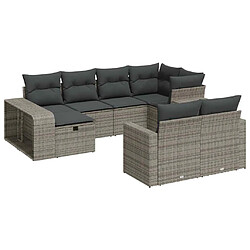 vidaXL Salon de jardin avec coussins 10 pcs gris résine tressée