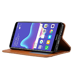 Wewoo Housse Coque Étui en cuir à rabat horizontal Knead Skin Texture pour Huawei Y9 2018 / Enjoy 8 Plusavec cadre photo et support et fentes cartes et portefeuille marron pas cher