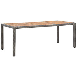 Maison Chic Table de jardin | Table d'extérieur Gris 190x90x75cm Résine tressée et acacia -GKD14814