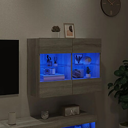 Acheter Maison Chic Meuble TV mural, Banc TV avec lumières LED pour salon, Meuble de rangement sonoma gris 78,5x30x60,5 cm -GKD72485