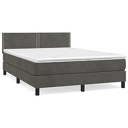 Maison Chic Lit Adulte - Lit simple Lit à sommier tapissier et matelas moelleux - Meuble de Chambre - Gris foncé 140x190cm Velours -MN82396