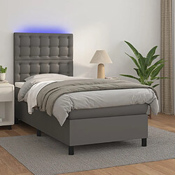 Sommier à lattes et LED,Cadre à lattes de lit avec matelas pour Adulte Gris 80x200 cm -MN46838