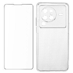 Avizar Coque Vivo X80 Pro Silicone Gel Souple Film Verre Trempé 9H transparent