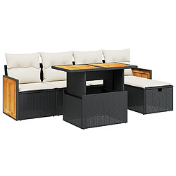 Maison Chic Ensemble Tables et chaises d'extérieur 6pcs avec coussins,Salon de jardin noir résine tressée -GKD234306