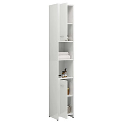 Acheter Maison Chic Armoire de salle de bain,Meuble de rangement,Meuble haut Blanc brillant 30x30x183,5cm Aggloméré -GKD969219