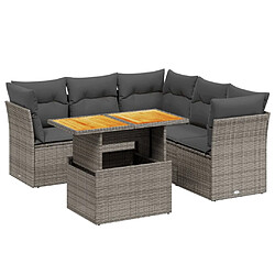 vidaXL Salon de jardin 5 pcs avec coussins gris résine tressée