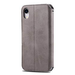 Avis Wewoo Housse Coque Pour iPhone XR AZNS Texture du mollet Etui en cuir avec rabat horizontal magnétique PU supportfentes cartes et cadre photo Gris