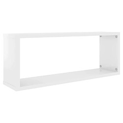 Acheter Maison Chic Lot de 2 Étagères cube murales,Etagère de rangement flottantes Blanc brillant 60x15x23cm Aggloméré -MN23587