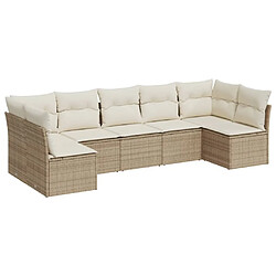 Maison Chic Salon de jardin avec coussins 7 pcs | Ensemble de Table et chaises | Mobilier d'Extérieur beige résine tressée -GKD74715