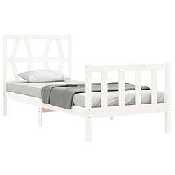 Acheter Maison Chic Lit adulte - Cadre Structure de lit avec tête de lit Contemporain blanc simple bois massif -MN13735