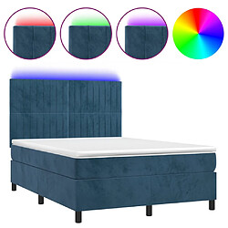 vidaXL Sommier à lattes de lit avec matelas LED Bleu foncé 140x190 cm