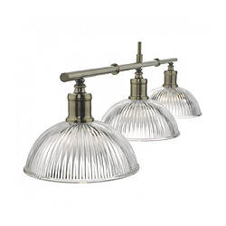 Luminaire Center Suspension Dara 3 ampoules Laiton antique,verre côtelé pas cher