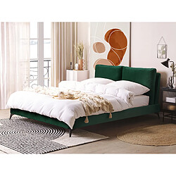 Beliani Lit double en velours vert 160 x 200 cm MELLE