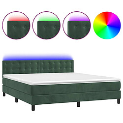 vidaXL Sommier à lattes de lit matelas et LED Vert foncé 180x200 cm