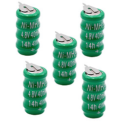 vhbw 5x NiMH pile bouton de remplacement pour type V40H 2 épingles 40mAh 4,8V convient pour les batteries de modélisme etc.