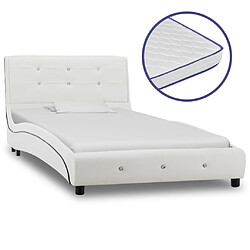 vidaXL Lit avec matelas à mémoire de forme Blanc Similicuir 90x200 cm 