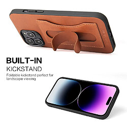 Coque en TPU + PU avec béquille et porte-carte pour votre iPhone 14 Pro Max - marron