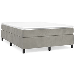 Maison Chic Lit Adulte - Lit simple Lit à sommier tapissier et matelas moelleux - Meuble de Chambre - Gris clair 140x200cm Velours -MN29848