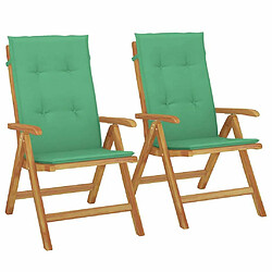 Maison Chic Lot de 2 Chaises de jardin inclinables,Fauteuil d'extérieur bois massif teck -MN26877