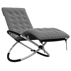 vidaXL Chaise longue géométrique avec coussin noir et gris acier