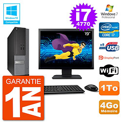 PC Dell 3020 SFF Ecran 19" Intel i7-4770 RAM 4Go Disque 1To Graveur DVD Wifi W7 - Occasion