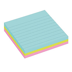 Notes lignées couleurs Miami Super Sticky Post-it 101 x 101 mm assortis - bloc de 70 feuilles - Lot de 3