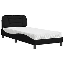 Vidaxl Lit avec matelas noir 90x200 cm tissu