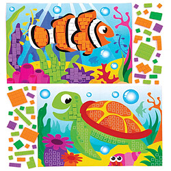 Baker Ross Kits d'illustrations vie marine en mosaïque (lot de 4) - Mosaïque autocollante en mousse pour enfants.