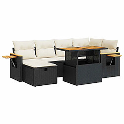 vidaXL Salon de jardin 8 pcs avec coussins noir résine tressée