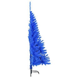 Avis vidaXL Demi sapin de Noël artificiel avec support Bleu 150 cm PVC