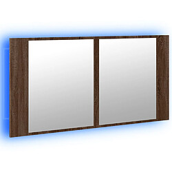 Acheter vidaXL Armoire à miroir à LED de bain chêne marron 90x12x45 cm